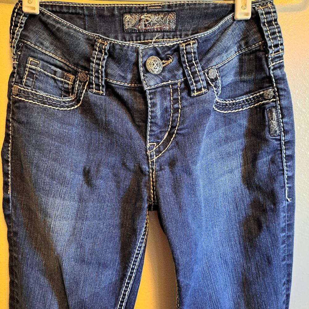 Silver Suki Skinny Flap Pocket Jeans With Embroidery - Picture 4 of 9